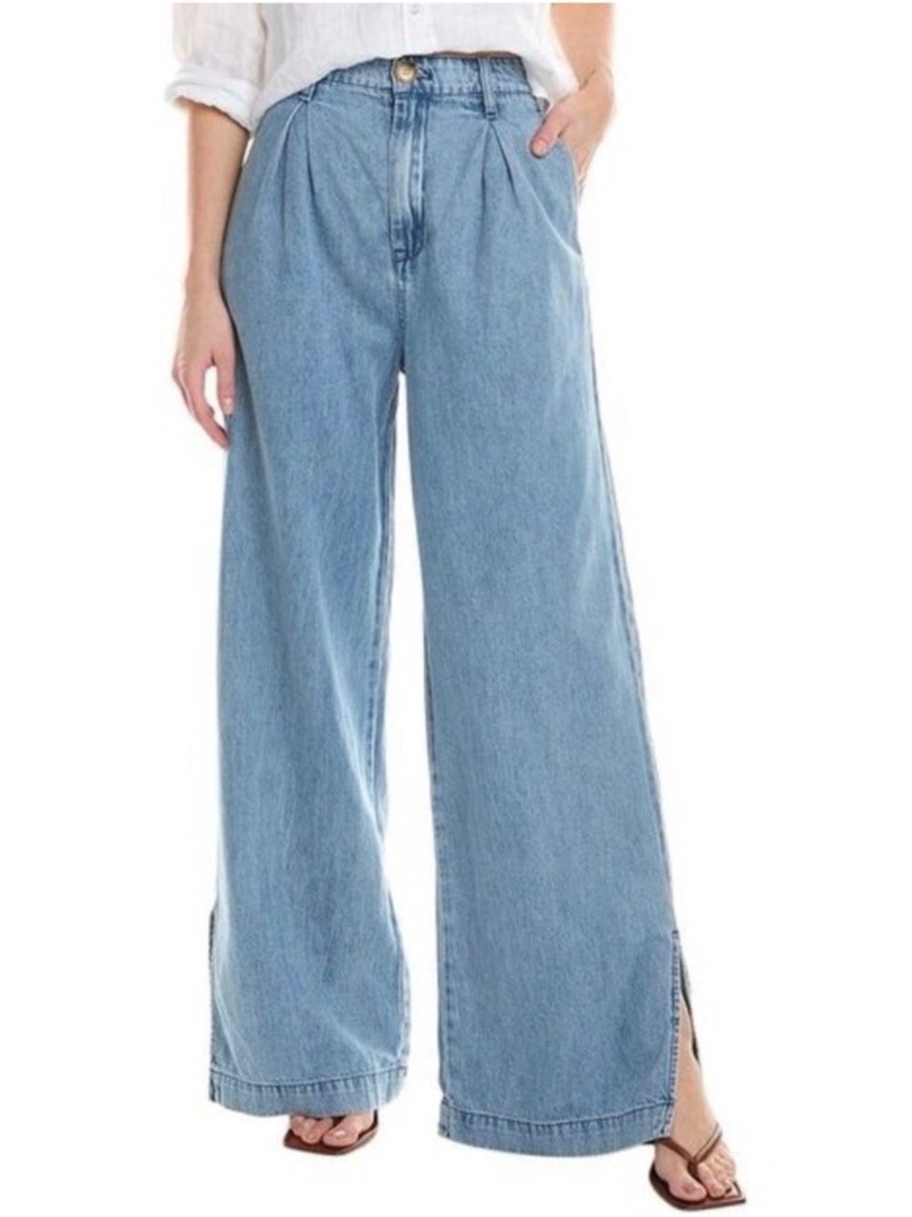 Anthropologie Blank NYC Women's Pleated Denim Trouser in the Private Dance